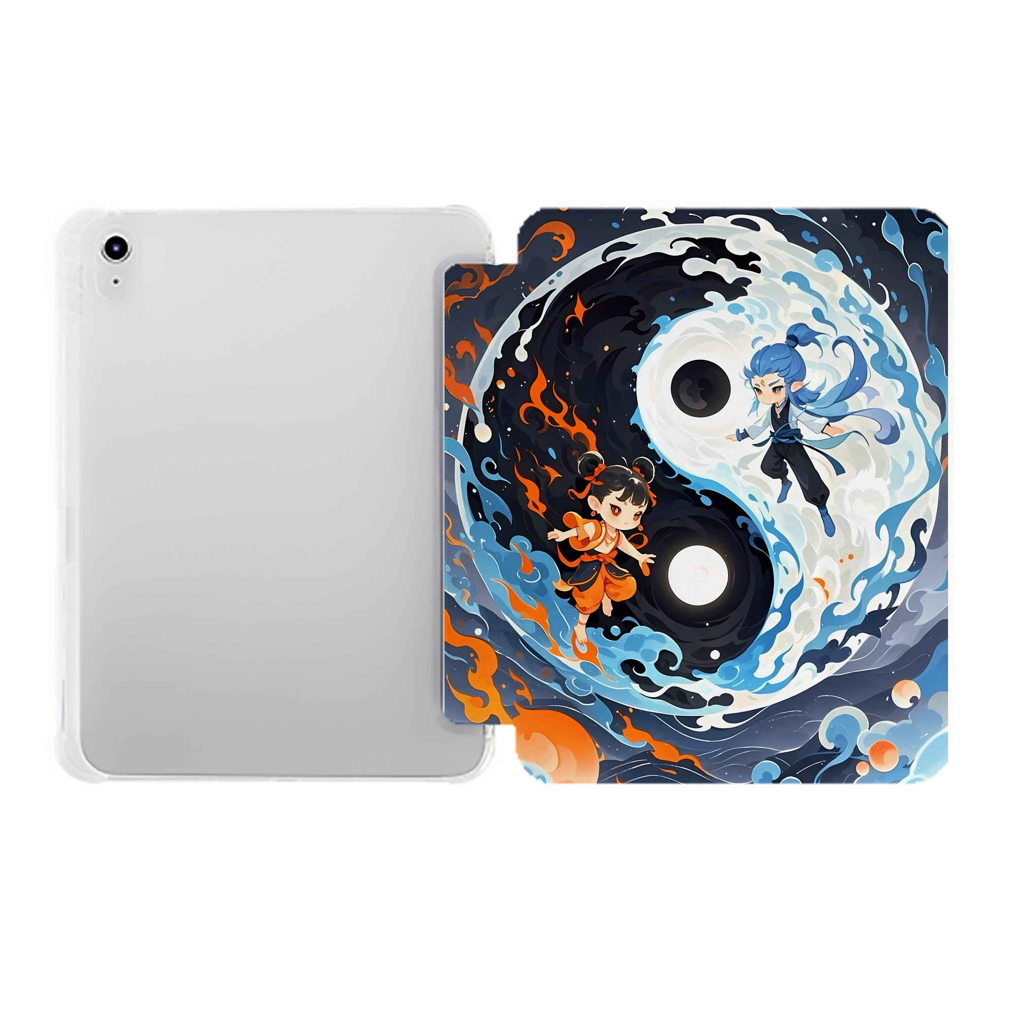 （画像用） Ne Zha 2 ナタ 魔童の大暴れ IPad ケース ペン収納付き 三つ折りスタンド PUレザー×シリコン 対応機種9.5/10.5/10.9インチ